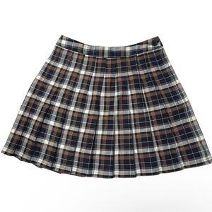 URBAN OUTFITTERS Brown/Black/White Plaid Pleated Mini Skirt
